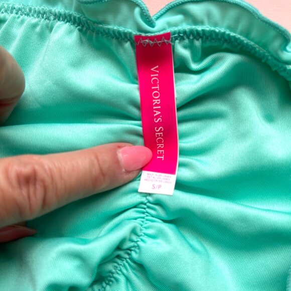 Victoria's Secret Small Bikini Bottom The Ruffle Cheeky Aqua Blue Green Swim - Picture 5 of 7